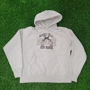 Vintage Beverly Hills Menace Gun Range Hoodie M 23x24 Champion Reverse-Weave